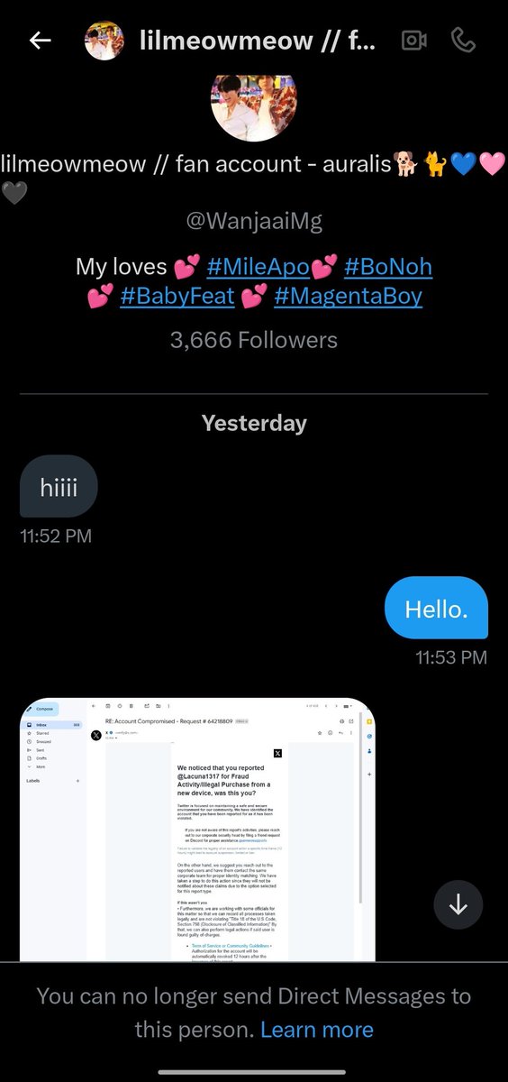 Lacuna1317's tweet image. 🚨 Everyone! #Auralis #Syra #Betus 🚨
If you receive a DM from this account, IMMEDIATELY REPORT AND BLOCK it!
This account has been hacked! The original owner no longer has access. Hackers are using it to try and steal other accounts.
⚠️ Do NOT interact with them.
⚠️ Do NOT give…