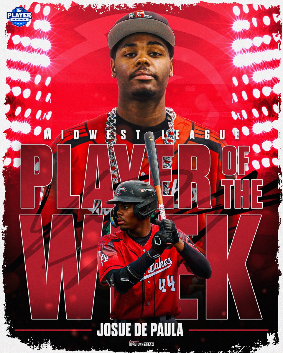 Josue De Paula was unstoppable last week, slashing .409 with 2 homers, 3 doubles, 7 walks, 8 RBI, and an .818 slugging percentage. 🔥