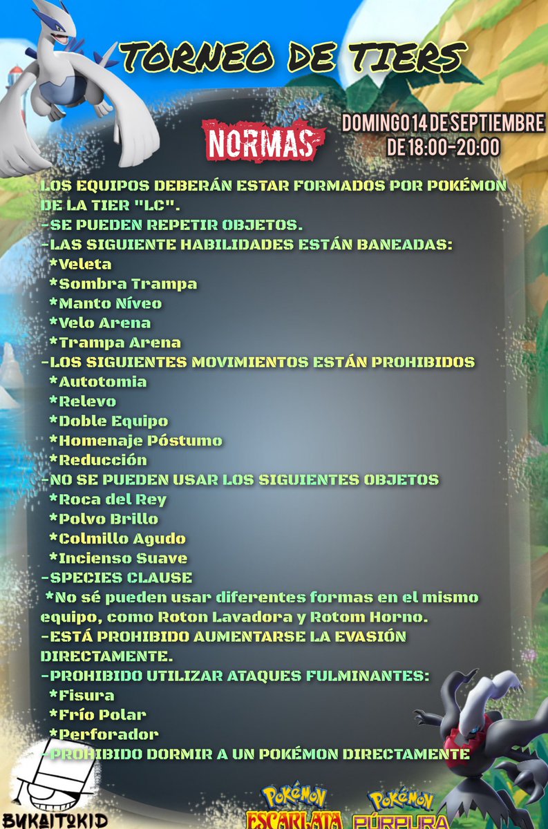 Volvemos con los torneos, y esta vez tiers (LC). Para recibir el código me tenéis que pasar el equipo. Tenéis hasta el domingo 16:00 hr esp para pasarme el equipo.