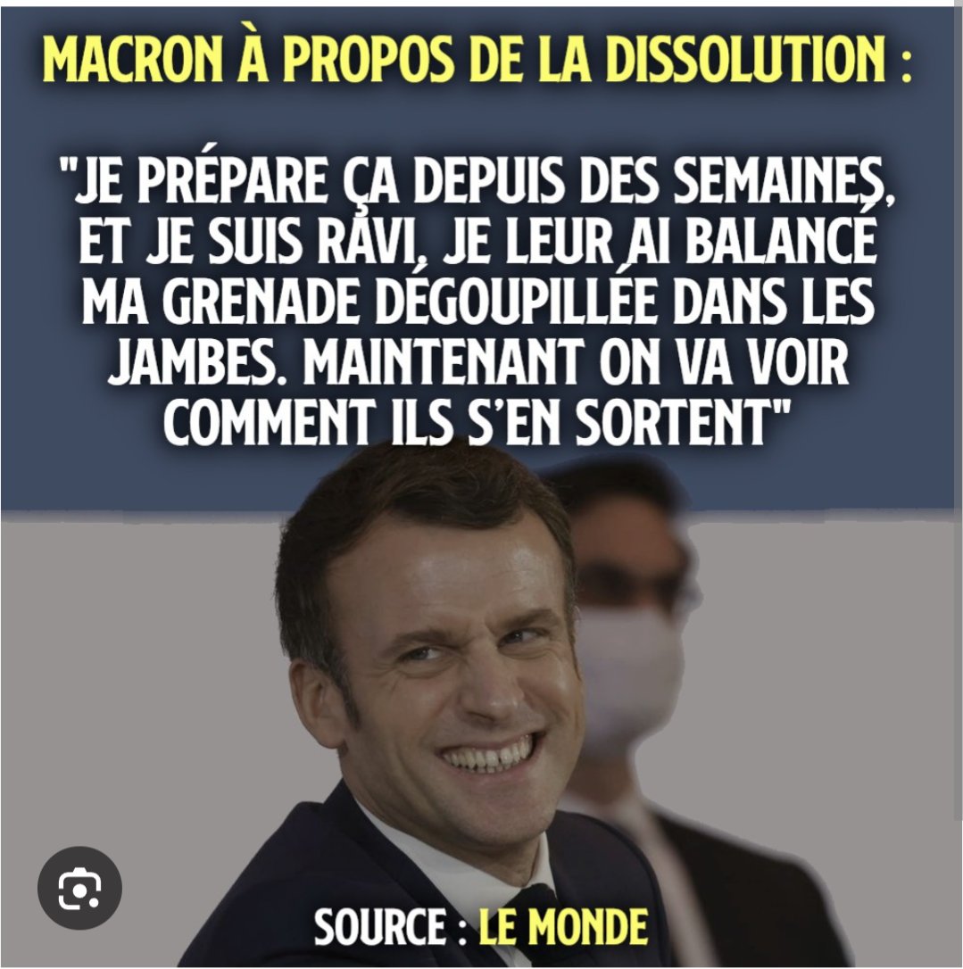 Je crois bien que la grenade dégoupillée vient d'exploser une 2e fois à la figure du p'tit Mozart de la dissolution. 
#DirectAN
#Bayrou 
#PremierMinistre 
#AssembléeNationale