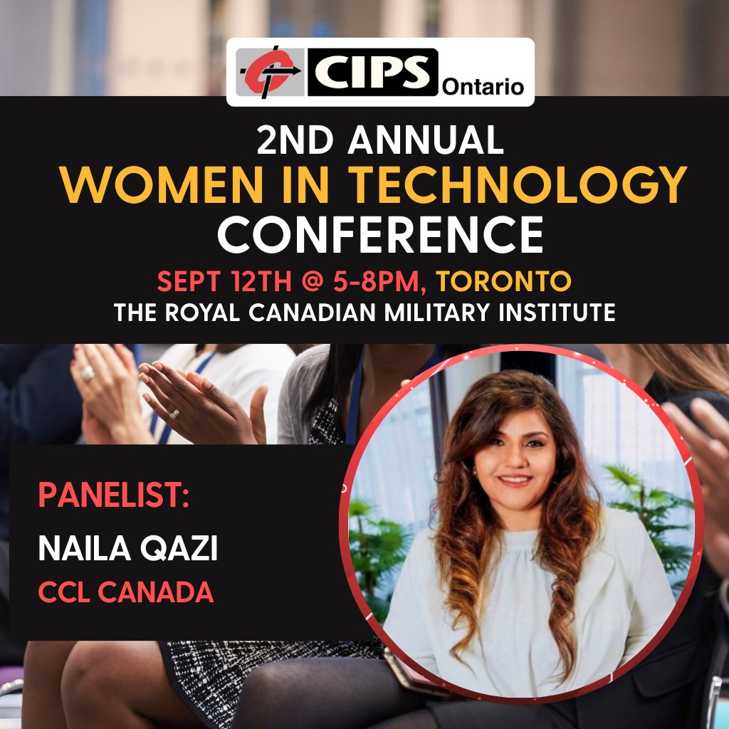 🎤 Conference Panelist Spotlight: Naila Qazi

Join us this Friday September 12th at the Royal Canadian Military Institute, Toronto for CIPS Ontario’s 2nd Annual Women in Technology Conference!
cips.ca/event/cips-on-…

#WomenInTech #CIPSit #TechLeadership #TorontoTech
