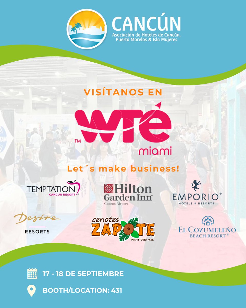 Let's make business! ✨

Estaremos presentes en #WTMMiami2025, un encuentro internacional que conecta a los líderes más importantes de la industria turística. 🌎

Seguimos fortaleciendo la promoción de nuestros destinos, mostrando al mundo la calidad, innovación y hospitalidad