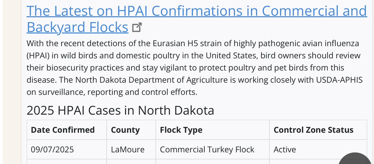 CountyAgAgent's tweet image. HPAI is alive and well in LaMoure county. Migration is on and it is super important to keep your flocks safe.