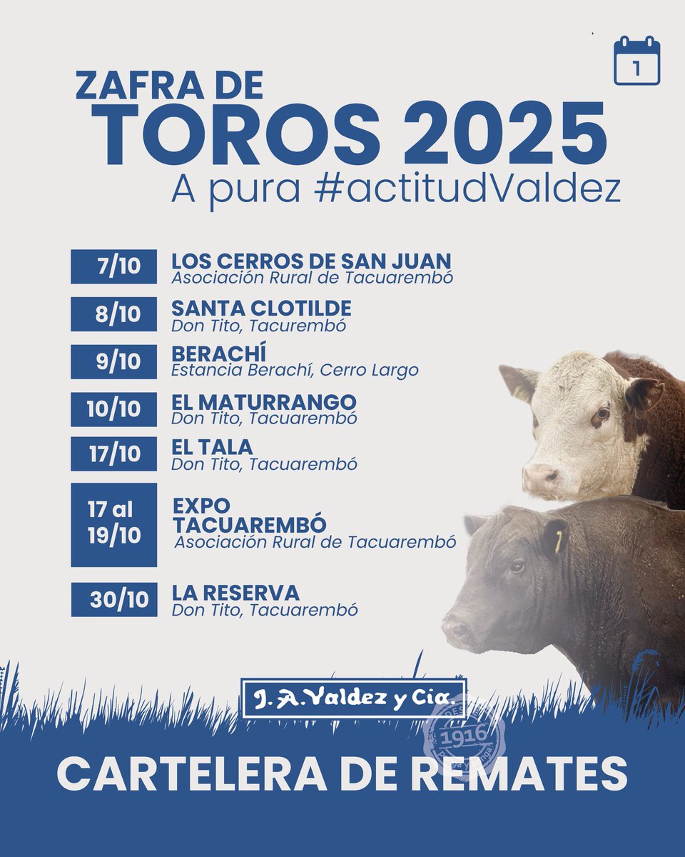 📣 Se viene una zafra de toros a pura
#actitudvaldez 
¡Conocé nuestra cartelera!