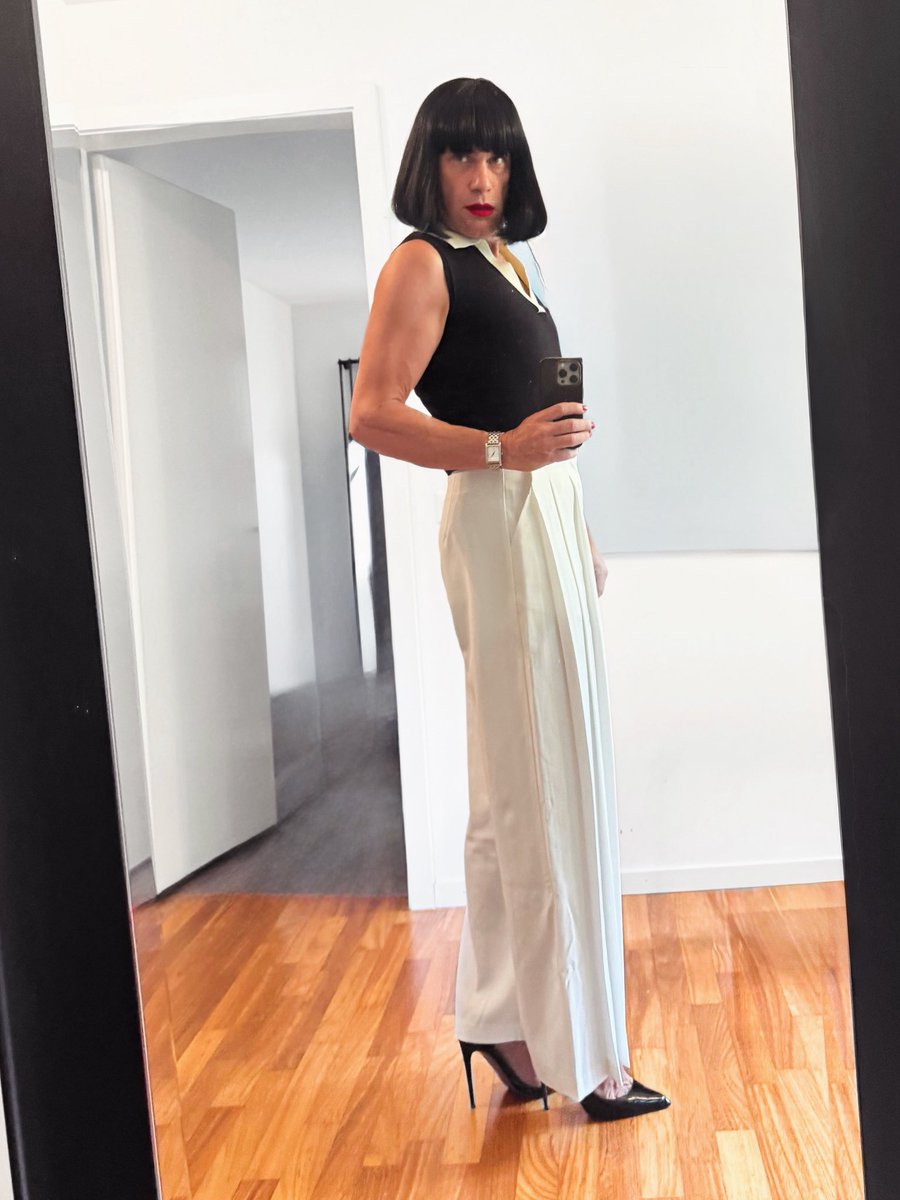 Elegance and high heels. 

All a lady requires to complement her impeccable manners.