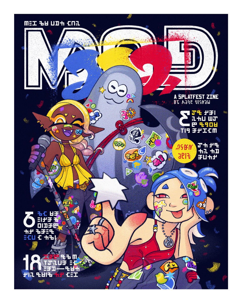 kate_visnaw's tweet photo. so excited to finally share the full cover of raw magazine!! look out, because preorders start TOMORROW at 12pm PDT! 🌟📸

[ #splatoon3 #splatfest #splatoonzine #illustration ] https://t.co/cC0GvmnZo5