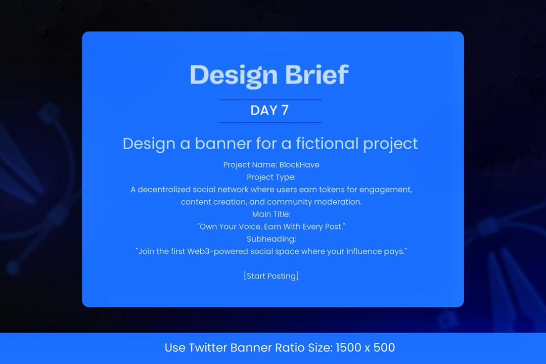 TechnicallyTEO's tweet image. Consistent visuals whether graphics or design systems, do more than look good. They build trust, create familiarity, and strengthen the bond between builders and their community.

Presenting Day 7 of the #30daysweb3designchallenge
An X banner for a fictional project &quot;BlockHave&quot;