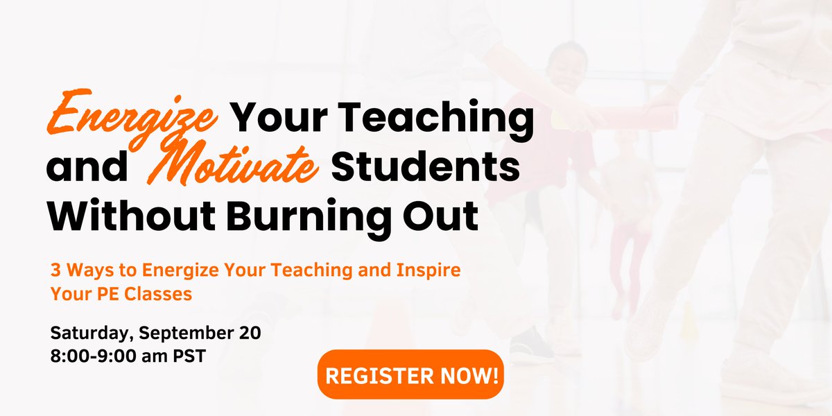 Middle/HS #PE teachers: Feeling drained, frustrated w Ss motivation,unsure if ur assessments help? 
I’ve been there 2. Want answers?
Join me on Sept 20, 8-9 am PST to learn ways that boosted my energy, elevated my teaching &amp;⬆️motivation. #PhysEd
Register: forms.gle/aLgwirXA5k22cn…