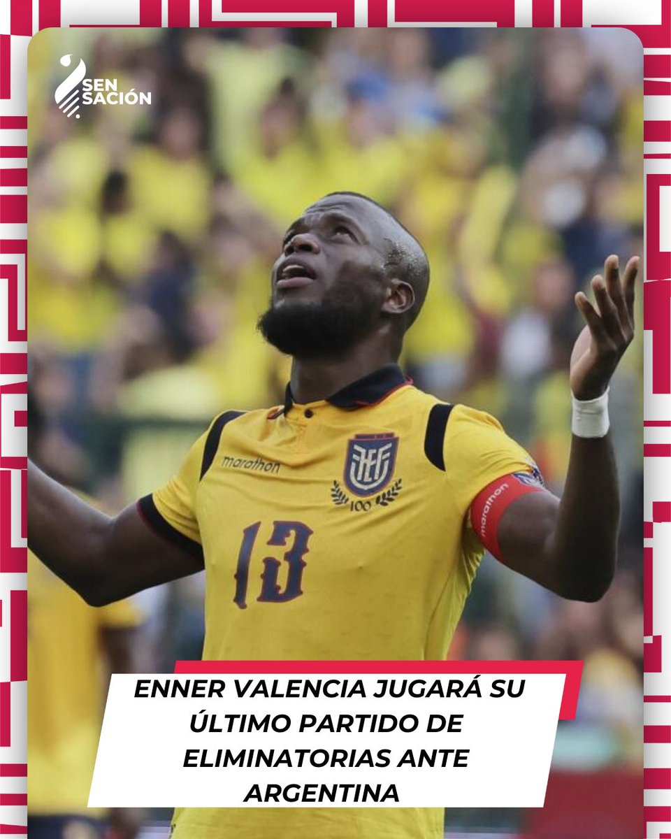 Enner Valencia, el goleador histórico de #LaTri ⚽️🇪🇨, jugará ante Argentina 🇦🇷 su último partido de eliminatorias. 

📌 Ha disputado 41 partidos. Ha anotado 14 goles
📌 Estuvo presente en cuatro procesos: 🇧🇷2014, 🇷🇺 2018, 🇶🇦 2022 y 🇲🇽🇺🇸🇨🇦 2026.

🤔 ¿Cuánto entrañarás a Enner?