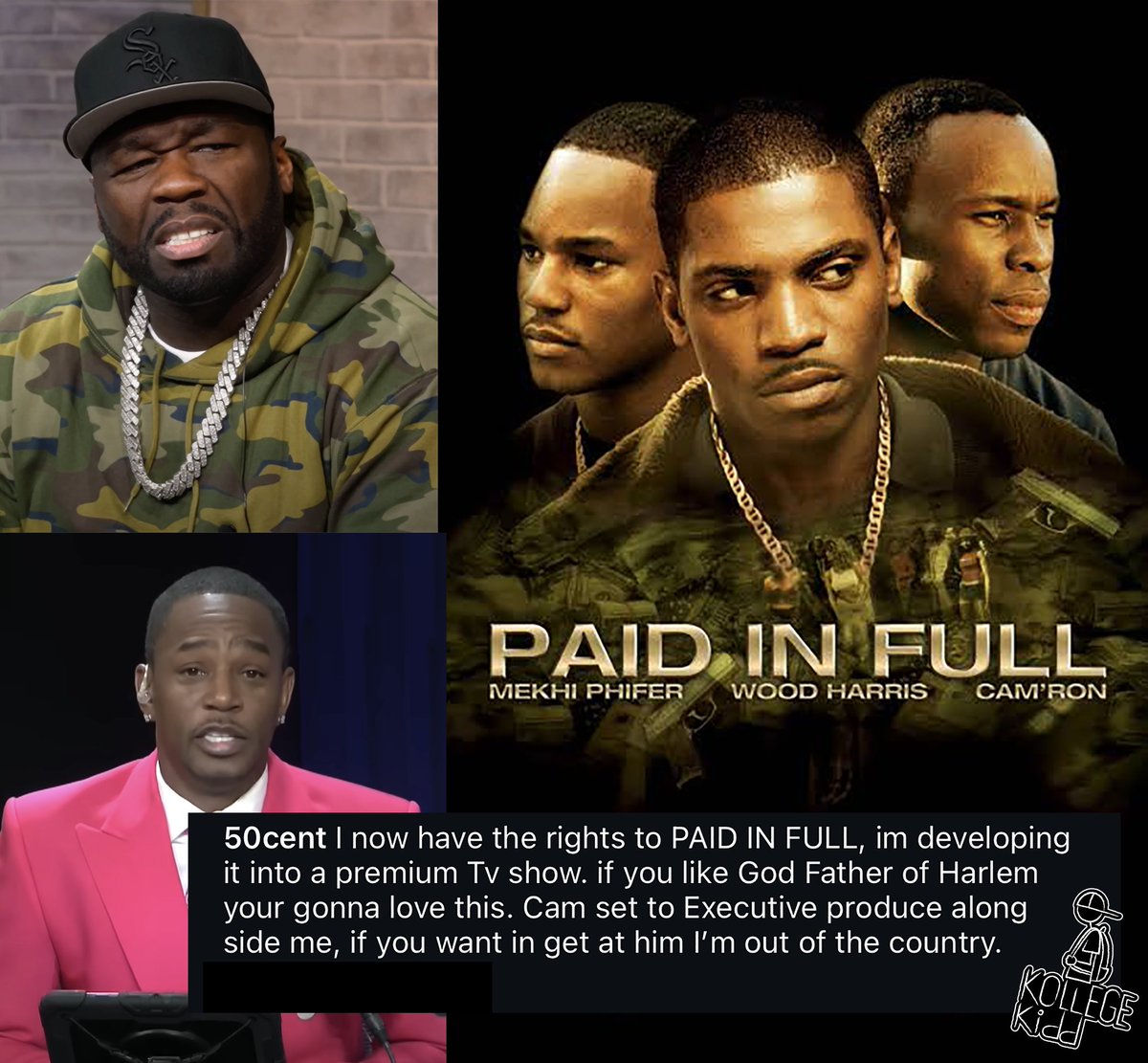 "Power" and "BMF" creator 50 Cent announces him and Cam'ron are developing "Paid In Full" series, set in Harlem, New York