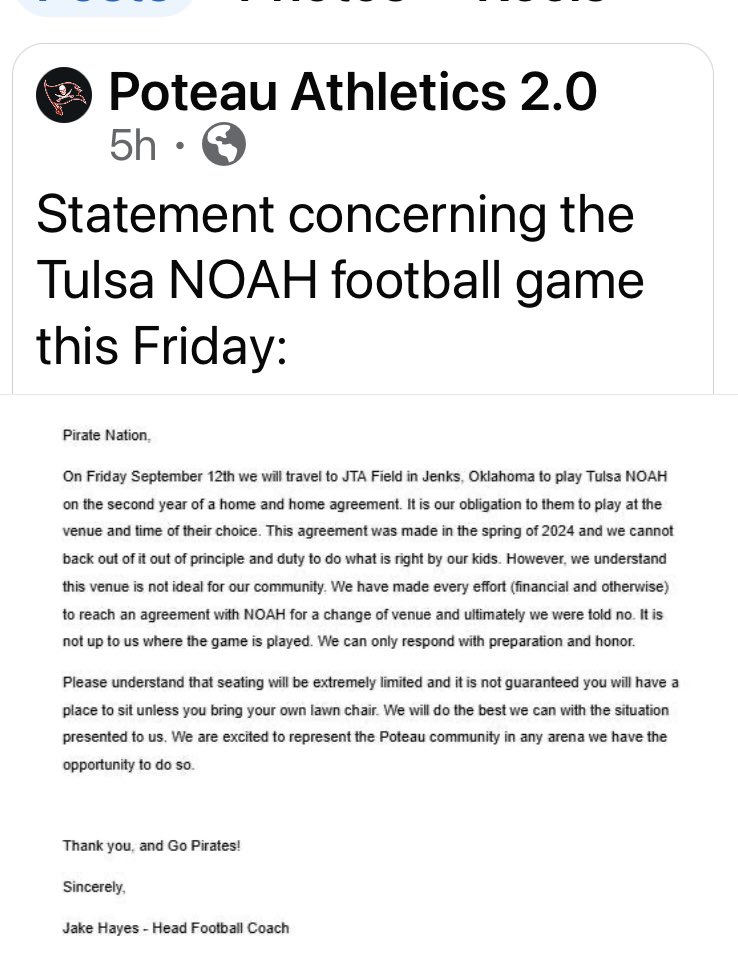 I don’t mind playing in a pasture in Jenks as long as we don’t have to PLAY JENKS.