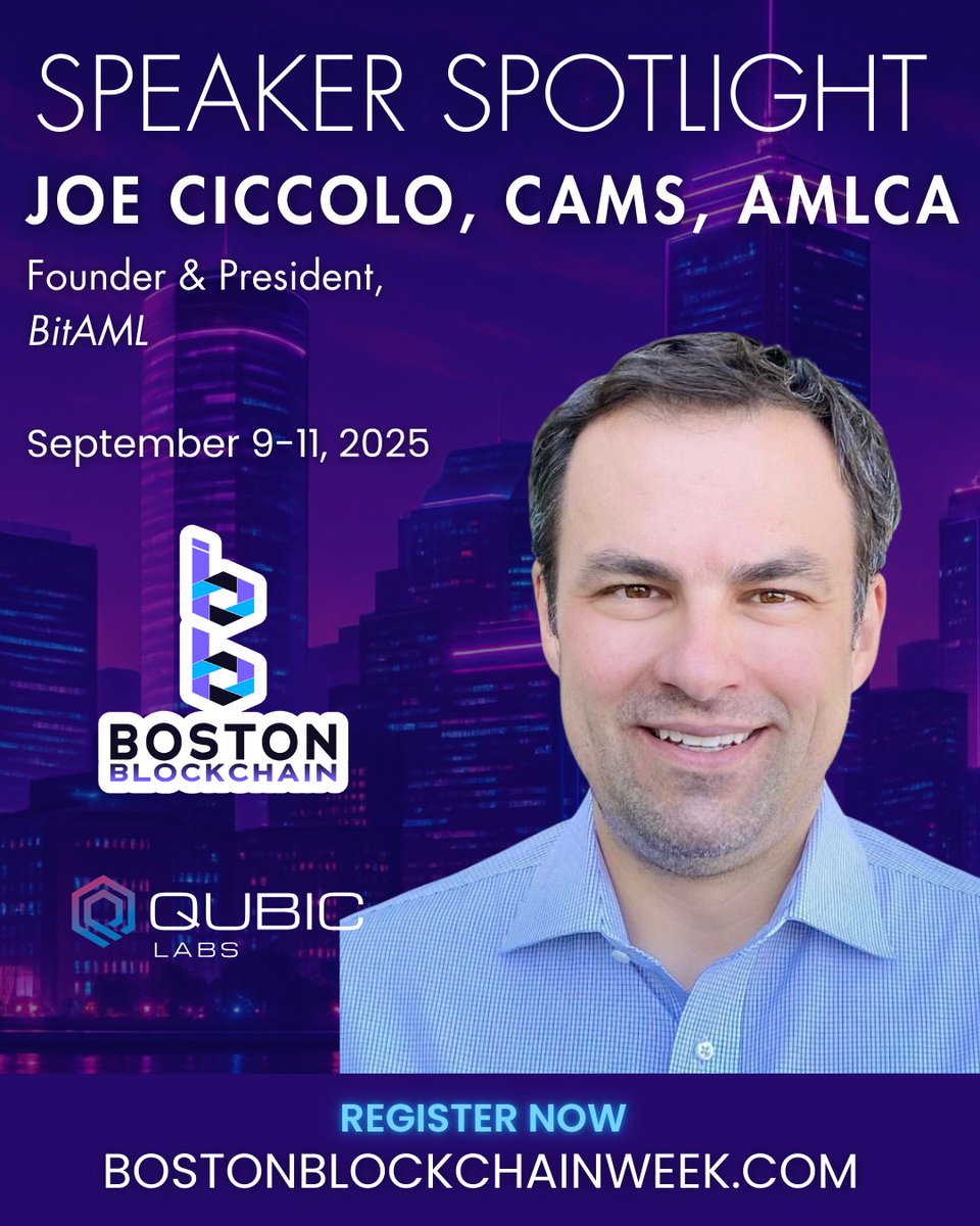 AML_Report's tweet image. Tuesday at Boston Blockchain 🎤:
I’ll be on a 3 PM ET opening day panel w/ Wasim Ahmad (Vault12) — “Navigating Policy &amp;amp; Regulation in Blockchain.”
Regulatory clarity, compliance, policy — let’s talk.
#BostonBlockchainWeek #CryptoCompliance