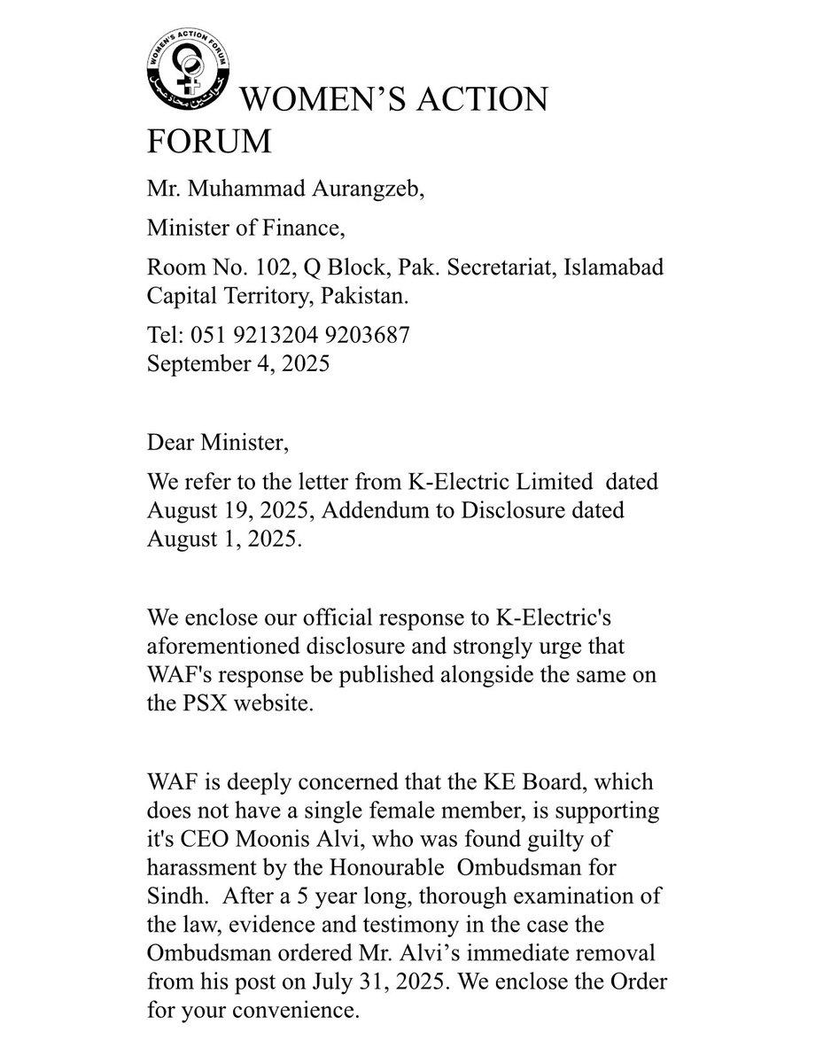 Women's Action Forum - Karachi Chapter tweet media