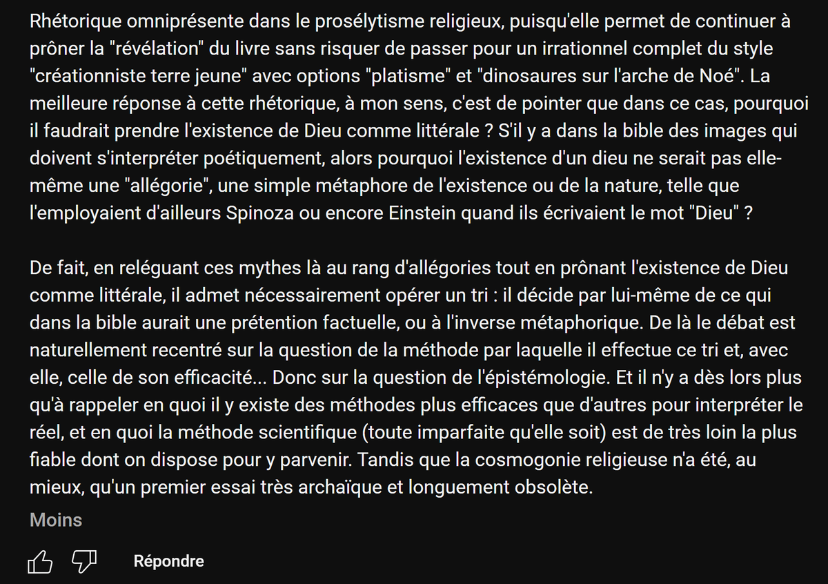 Penseur Sauvage (@penseursauvage) on Twitter photo J'ai postรฉ une rรฉponse assez dรฉtaillรฉe sous la vidรฉo de <a href="/TroncheBiais/">La Tronche en Biais</a> ร propos de son dรฉbat avec l'abbรฉ Raffray (<a href="/Acermendax/">Acermendax</a> en l'occurrence).
Je la copie en passant sur mes RS pour qu'elle ne soit pas totalement livrรฉe en pรขture aux algos.
youtube.com/watch?v=CTADVHโฆ J'ai postรฉ une rรฉponse assez dรฉtaillรฉe sous la vidรฉo de <a href="/TroncheBiais/">La Tronche en Biais</a> ร propos de son dรฉbat avec l'abbรฉ Raffray (<a href="/Acermendax/">Acermendax</a> en l'occurrence).
Je la copie en passant sur mes RS pour qu'elle ne soit pas totalement livrรฉe en pรขture aux algos.
youtube.com/watch?v=CTADVHโฆ