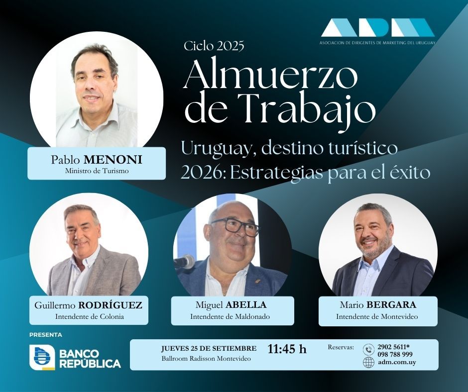 ✈️Uruguay, destino turístico 2026: Estrategias para el éxito
Disertarán:
<a href="/pmenoni/">Pablo Menoni</a>, Ministro de Turismo <a href="/Uruguay_Natural/">Uruguay Natural</a>
Guillermo Rodríguez, <a href="/IntColonia/">IntendenciaColonia</a>
<a href="/miguelabellauy/">Miguel Abella</a>, <a href="/MaldonadoUY_/">Intendencia de Maldonado- Para seguir adelante</a>
<a href="/Mario_Bergara/">Mario Bergara</a>, <a href="/montevideoIM/">Intendencia de MVD</a>
Reservas tinyurl.com/2nnduxb6 📱098788999/29025611
#Turismo2026