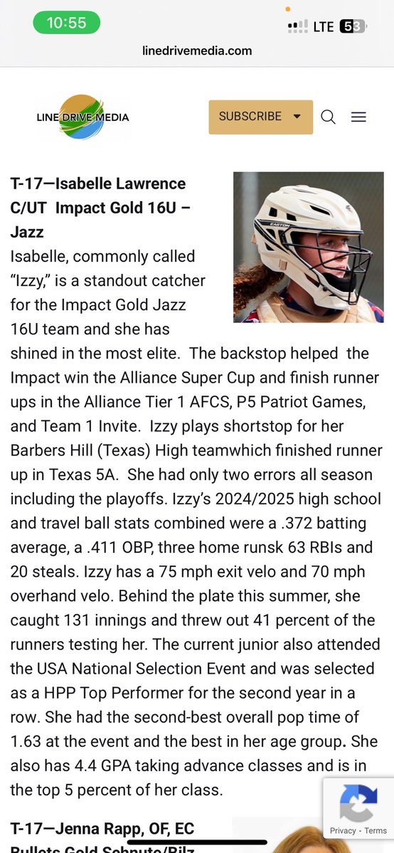 Isabelle (Izzy) Lawrence (@izzylawrence04) on Twitter photo Thank you <a href="/LineDsoftball/">Line Drive Media</a> for ranking me 17th in the 2027 class. I would like to thank my coaches and teammates that helped me get to where I am today. <a href="/Jazz16u/">Impact Gold Jazz 16U</a> <a href="/jazzvesely/">Jazz Jackson-Vesely</a> <a href="/bh_softball/">Barbers Hill HS Softball</a> <a href="/MaxPreps/">MaxPreps</a> <a href="/vypehouston/">VYPE Houston</a> <a href="/ImpactGoldOrg/">Impact Gold Fastpitch</a> Thank you <a href="/LineDsoftball/">Line Drive Media</a> for ranking me 17th in the 2027 class. I would like to thank my coaches and teammates that helped me get to where I am today. <a href="/Jazz16u/">Impact Gold Jazz 16U</a> <a href="/jazzvesely/">Jazz Jackson-Vesely</a> <a href="/bh_softball/">Barbers Hill HS Softball</a> <a href="/MaxPreps/">MaxPreps</a> <a href="/vypehouston/">VYPE Houston</a> <a href="/ImpactGoldOrg/">Impact Gold Fastpitch</a>