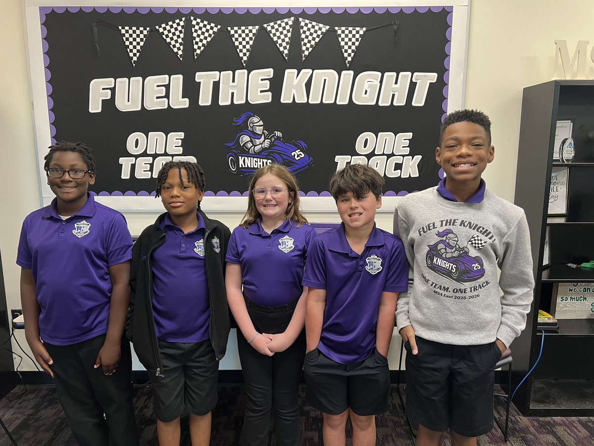 🌟👏 Let’s give a big round of applause to our 5th Grade Student of the Year Nominees! 👏🌟

M. Patterson
K. Ausbon
J. Zeringue
J. Manton
K. Grace

We are so proud of these outstanding Knights for their hard work, leadership, and dedication to excellence. 💜⚔️#FuelTheKnight
