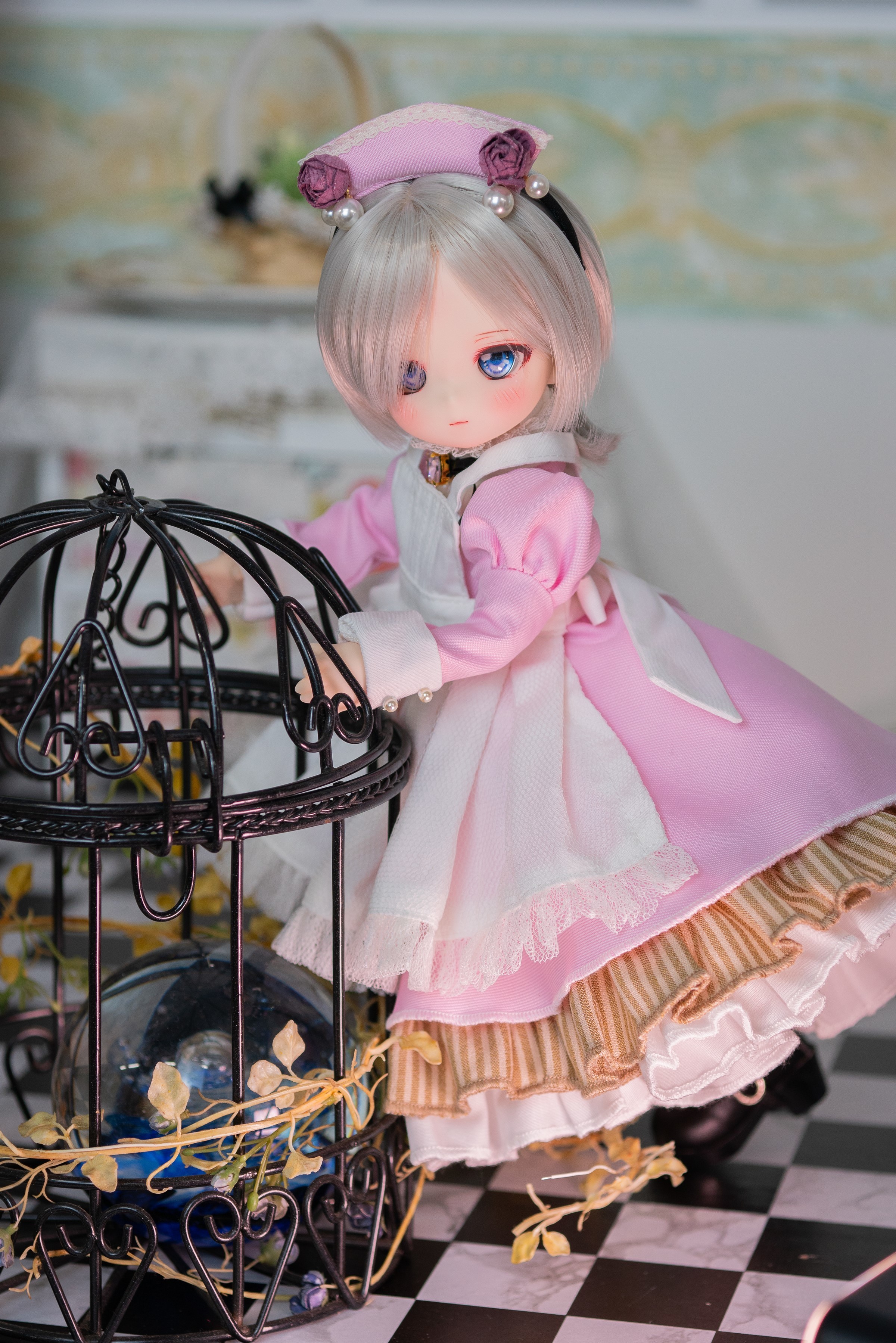 ハンドメイド　トールペイント　キャンバス　茶系 えっくす☆きゅーと『 Sweet Memory♥ コーディネイトドールset