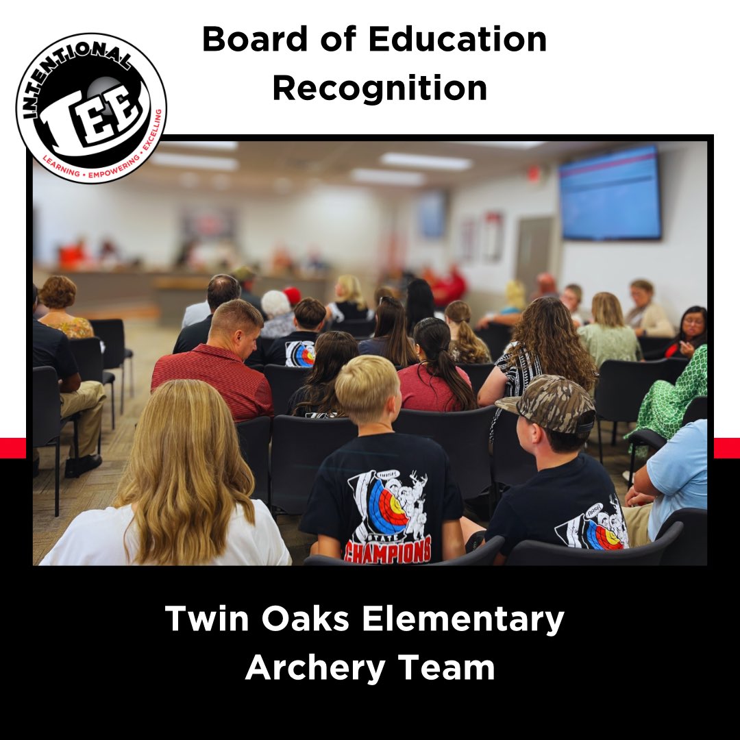 LeeCountySchool's tweet photo. Our Twin Oaks Elementary Archery Team was recognized tonight at the Board of Education meeting for their championship finish at the state-level and for competing and placing at Nationals in May. This is the 5th consecutive year that the team has finished as State Champs! #TeamLEE https://t.co/EG7CgzIvMt