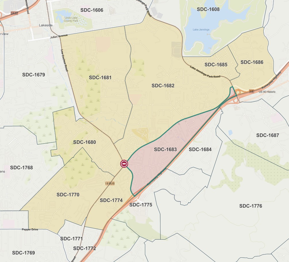 SDSheriff's tweet photo. #UPDATE @SDSheriff has issued EVACUATION WARNINGS (shaded areas in yellow shown in the maps below) for the #CochesFire in Lakeside. An EVACUATION WARNING means you should be prepared to evacuate.

The EVACUATION ORDER (shaded areas in red shown in the maps below) remains in place.        

If you feel you are in danger, GO!         

To see maps of the affected areas, visit: https://t.co/8KoEof5qiV and https://t.co/aKjPO9S8bO.    

A Temporary Evacuation Point is open at:
 ▪️Viejas Casino         
       5000 Willows Road, Alpine         

Follow @CALFIRESANDIEGO @SDSheriff @CHP_El_Cajon @AlertSanDiegoCo for updates.