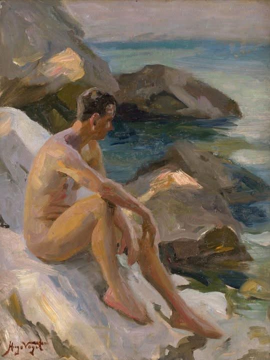 Hugo Vogel (1855-1934) Young Man on the Rocky Coast of Capri