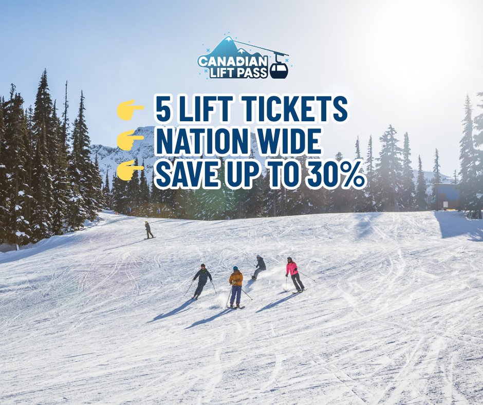 The Canadian Lift Pass gives you 5 fully transferable lift tickets to use at participating ski areas across the country—at up to 30% off regular window rates. 
👉 Get your pass: canadianliftpass.ca
#SkiMoreSpendLess #CanadianLiftPass #GoSkiingGoSnowboarding #SkiON #RideON