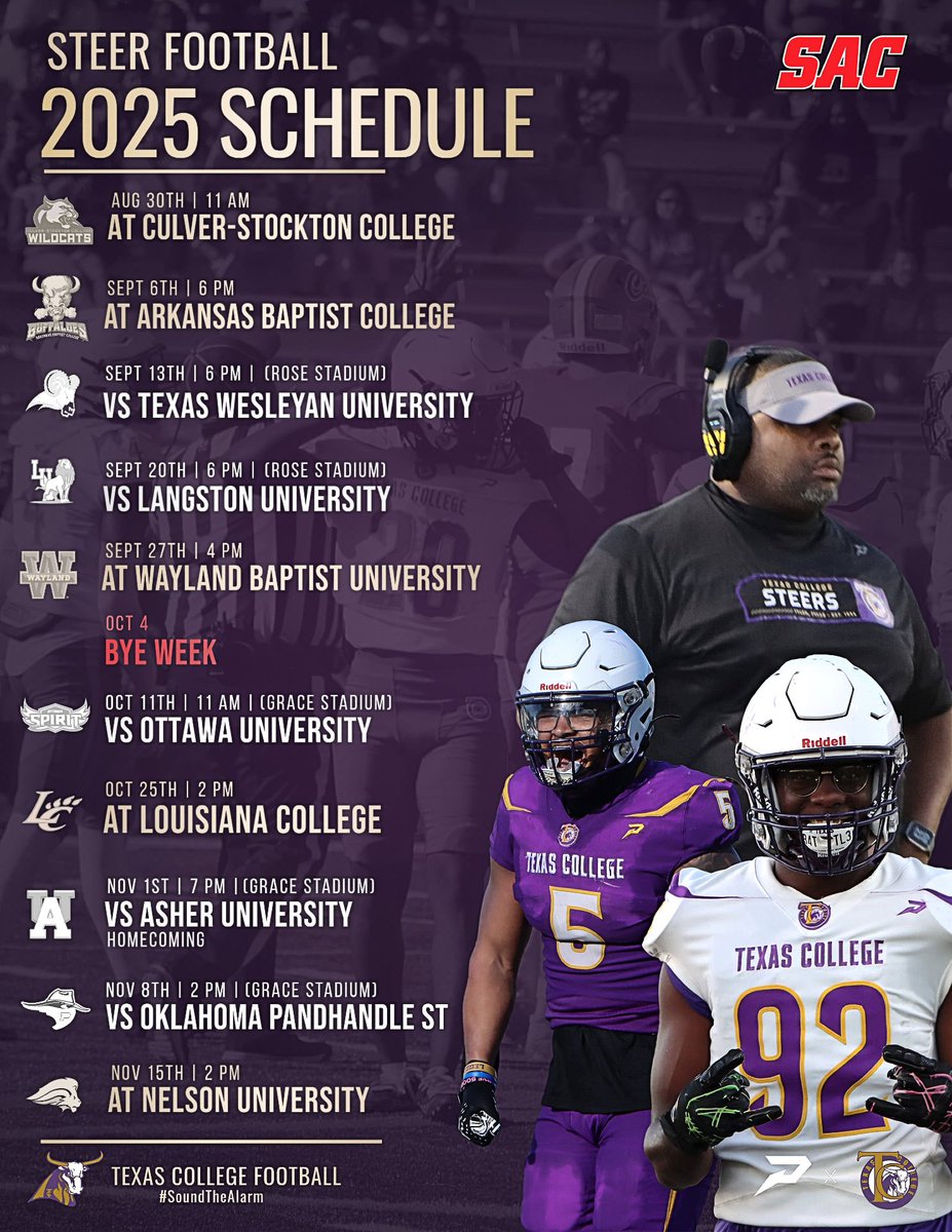 TXCsteers_Ath's tweet image. 2025 Updated Football Schedule, See you in Tyler, TX. This Saturday!!! #week3 #SteerNation🤘