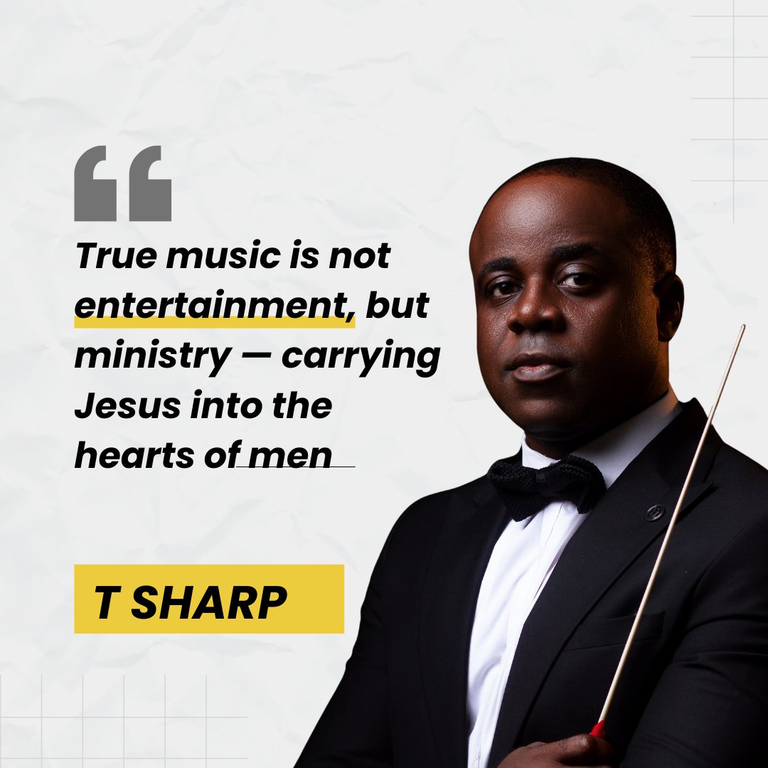 🎶✨ “True music is not entertainment, but ministry — carrying Jesus into the hearts of men.”
For me, music is not just sound — it’s a calling. 

#TSharpTheMaestro #JesusInTheMusic #GospelVibes #WorshipSound #MinistryThroughMusic #KingdomSound