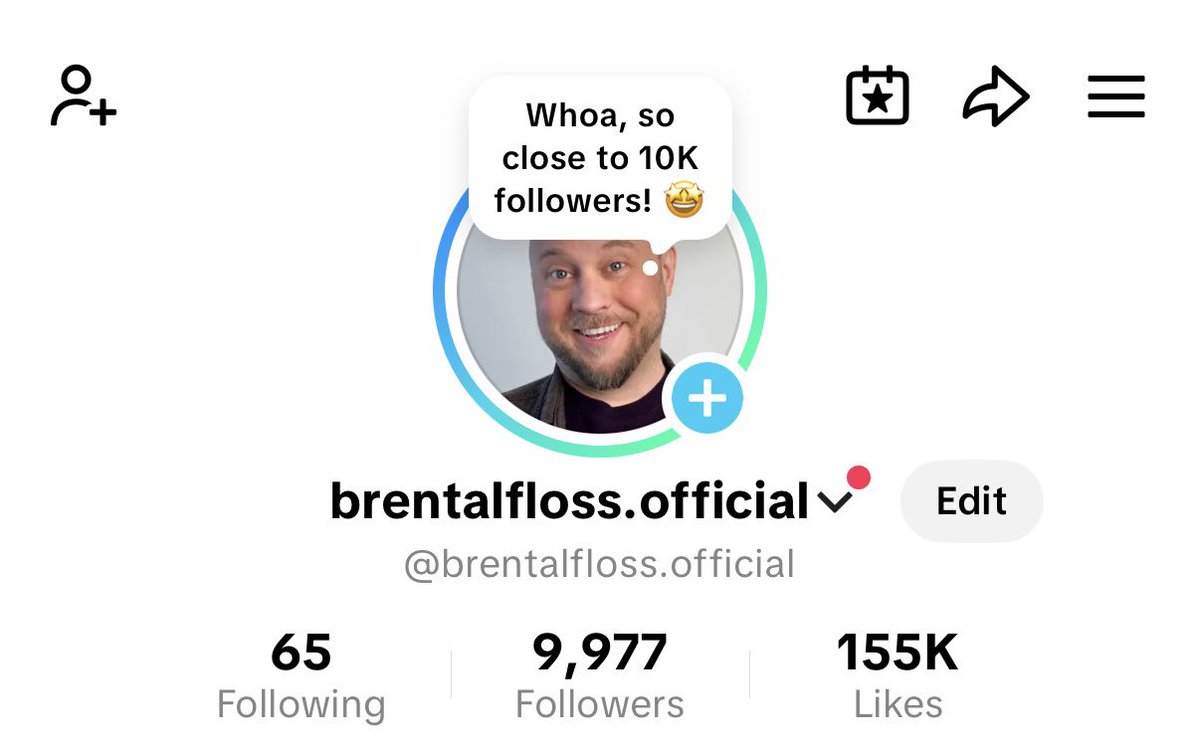 SO CLOSE to 10K followers on TikTok! Come on over if ya want to!
tiktok.com/@brentalfloss.…