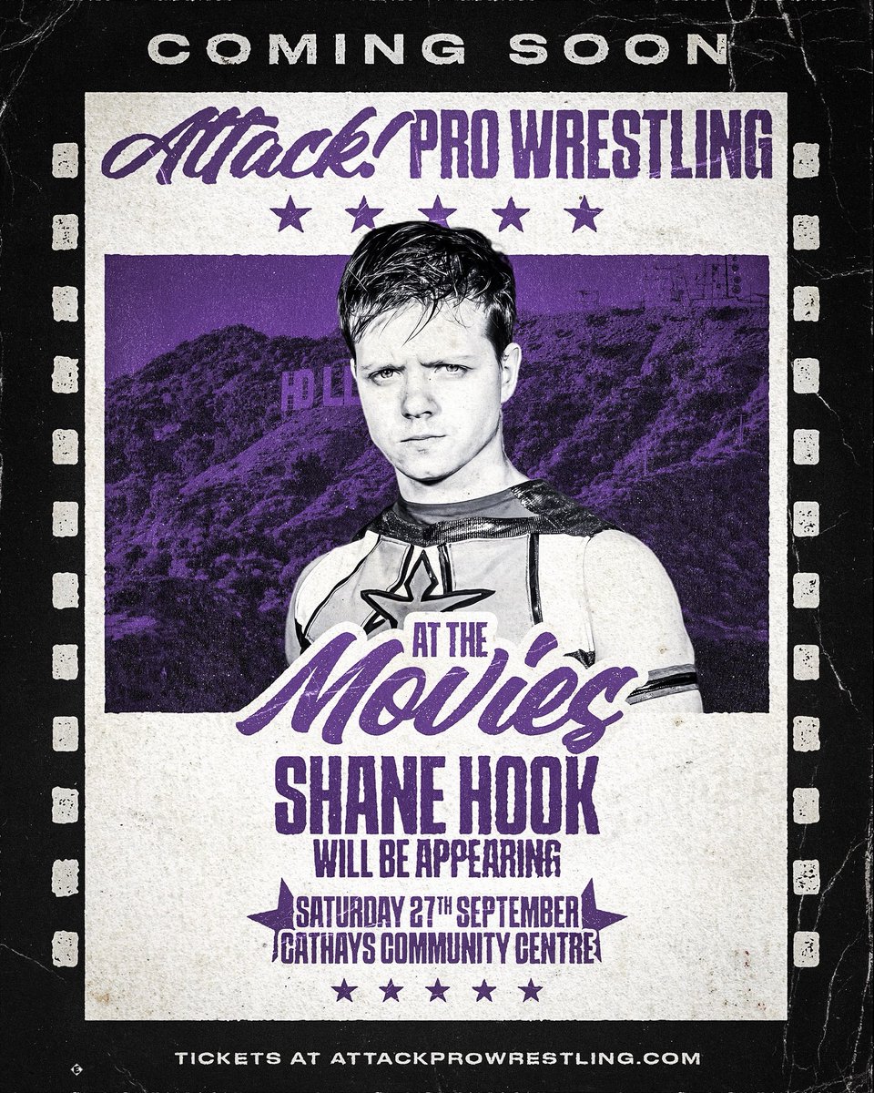 SHANE HOOK will be AT THE MOVIES on September 27th in Cardiff 🍿🎬

FRONT ROW SOLD OUT
General admission available at 

🎟️ attackprowrestling.com