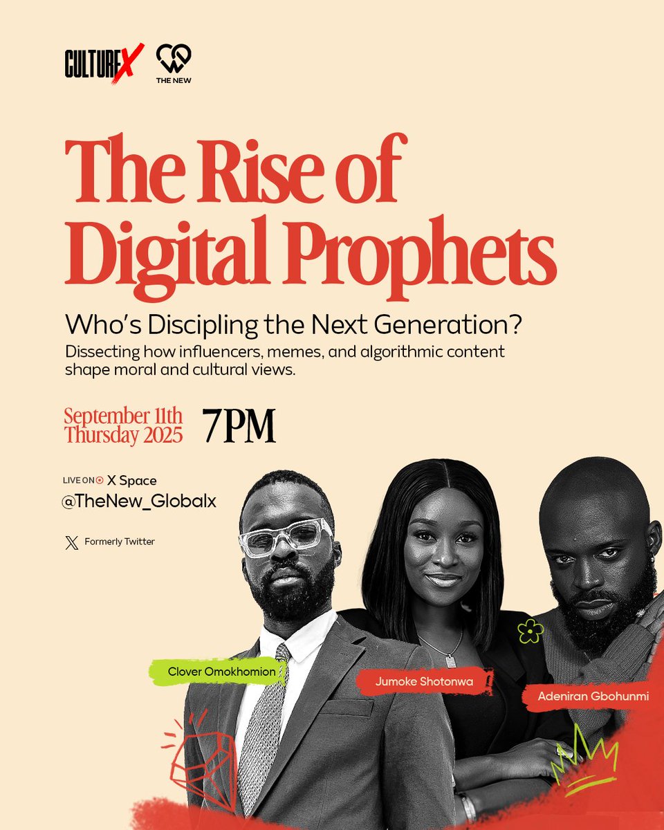 brotherclover's tweet image. Every Thursday, 7pm. #TheCultureX

Question of this week - Who's Disciplining the Next Generation?

Joining me are my amazing guests @jummisallz &amp;amp; @TheGbohunmi as we talk about life through social media

Live on @TheNew_Globalx
Cc @TheNew_ikeja