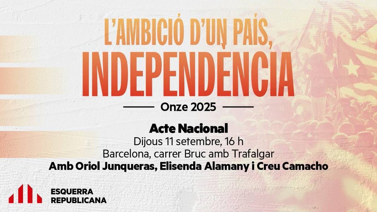 Esquerralf's tweet photo. ACTE NACIONAL 
Dijous 11S a les 16h
C/Bruc amb Trafalgar. Barcelona https://t.co/XBNypSuK4O