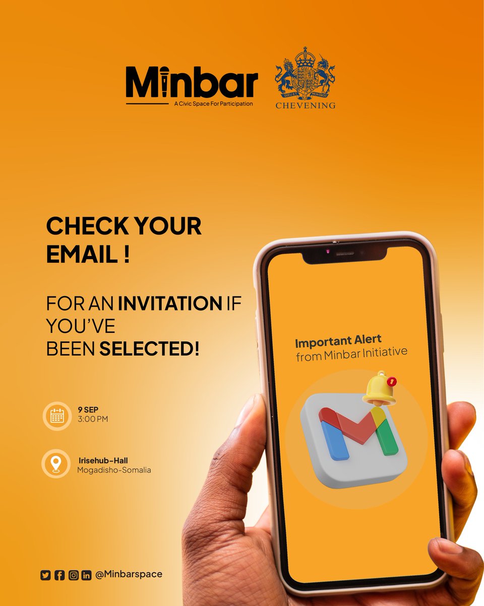 Thank you to all who registered for our Chevening Scholarship info session. Due to high demand, only confirmed participants can attend. 
Please be on time!

📍 iRise Hub Hall
📆 Tue, 9 Sept 2025
⏰ 3:00 PM

<a href="/UKinSomalia/">UK in Somalia🇬🇧🇸🇴</a> 
<a href="/CheveningFCDO/">Chevening Awards🇬🇧</a>