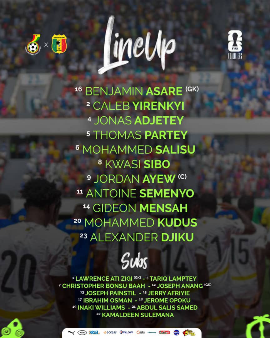Owusu Bempah Ayala (@akwasi_ayala) on Twitter photo 📋 𝗧𝗘𝗔𝗠 𝗡𝗘𝗪𝗦: 🇬🇭 <a href="/GhanaBlackstars/">🇬🇭 Black Stars</a> to face Mali 🇲🇱
🥇 First start for Kwasi Sibo
🤩 Partey, Djiku and Salisu return to the starting XI.
#FIFAWCQ 📋 𝗧𝗘𝗔𝗠 𝗡𝗘𝗪𝗦: 🇬🇭 <a href="/GhanaBlackstars/">🇬🇭 Black Stars</a> to face Mali 🇲🇱
🥇 First start for Kwasi Sibo
🤩 Partey, Djiku and Salisu return to the starting XI.
#FIFAWCQ