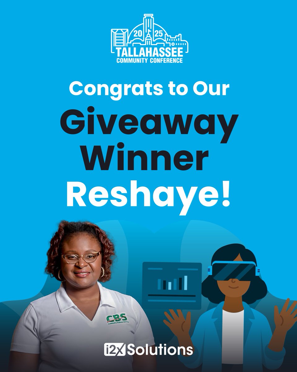 i2xsolutions's tweet image. Congratulations to Reshaye Greenlee, President at Community Business Services, for winning our Smart Glasses Giveaway! 🎉

We can’t wait to see how these next-level tools enhance your productivity! 🕶️🦾

#Congratulations #GiveawayWinner #SmartGlasses #TLHACC25 #i2xSolutions