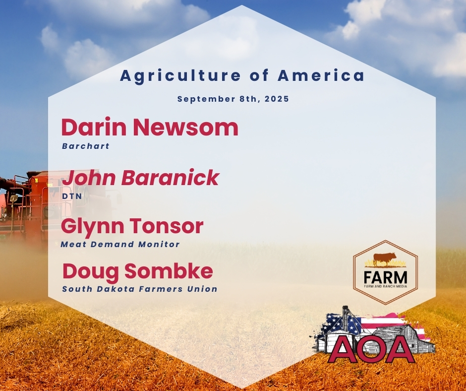 Monday on AOA, we talk markets with <a href="/DarinNewsom/">Darin Newsom</a> from <a href="/BarchartAg/">Barchart Agriculture</a> followed by weather with John Baranick from <a href="/dtnpf/">DTN/Progressive Farmer</a>. Then, it's Meat Demand Monitor with <a href="/TonsorGlynn/">Glynn Tonsor</a> from <a href="/KState/">K-State</a> followed by Doug Sombke from <a href="/sdfarmersunion/">SD Farmers Union</a> to close the show.

LISTEN: sites.libsyn.com/541047/aoa-mon…