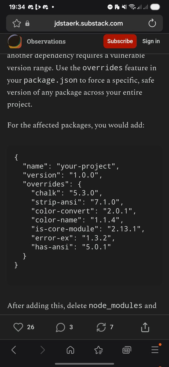 All you need to do as a project owner or maintainer to make sure that this affected packages are not added to your codebase. Is to Just use "overrides." In your package.json file.