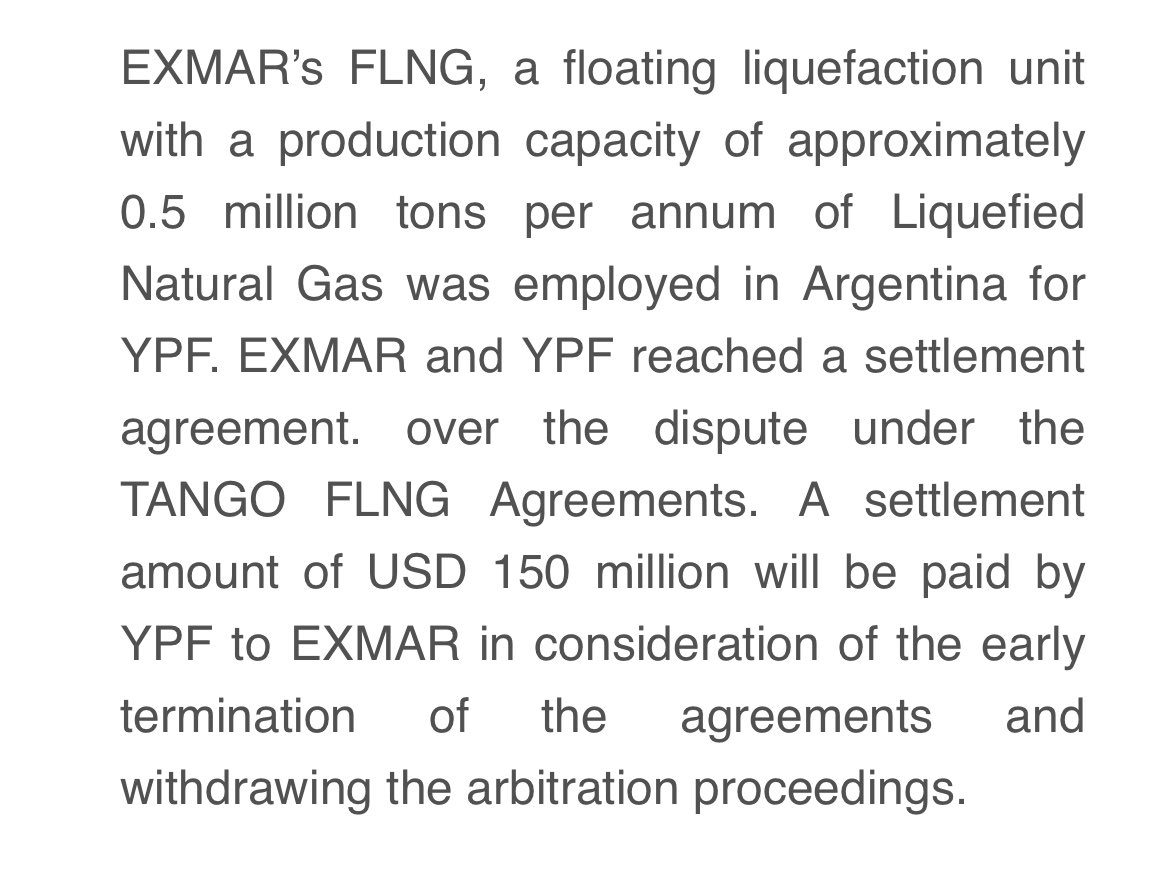 Today’s drop is frustrating, but let’s keep perspective:

1. Milei hasn’t even lost yet.
2. The Peronists still need dollars.
3. $GLNG contracts are protected under RIGI. For context, even without RIGI, $YPF once paid Exmar $150m for the early termination of the Tango LNG