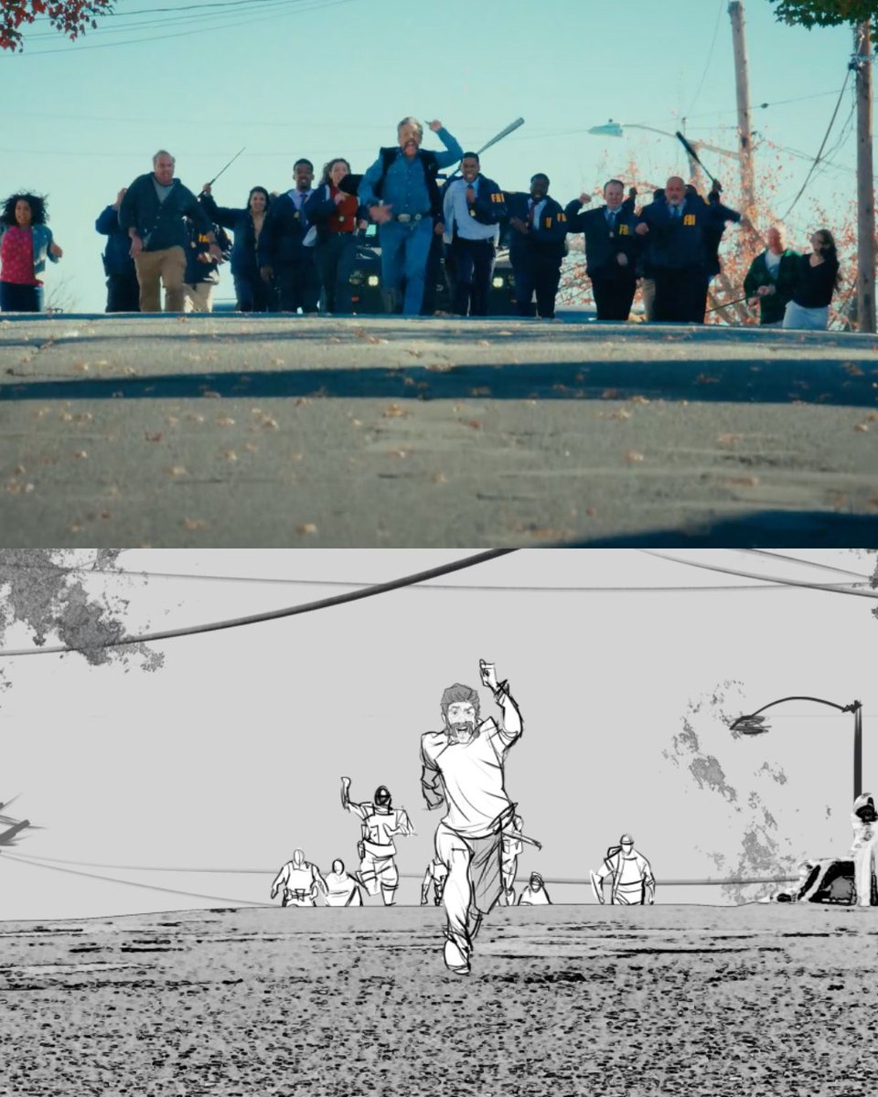 FamousFrames's tweet image. Take a look behind the scenes of the ending of golf comedy Happy Gilmore 2, starring Adam Sandler, with these storyboards by Famous Frames artist Charles Ratteray.