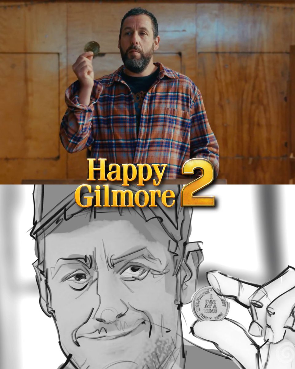 FamousFrames's tweet image. Take a look behind the scenes of the ending of golf comedy Happy Gilmore 2, starring Adam Sandler, with these storyboards by Famous Frames artist Charles Ratteray.