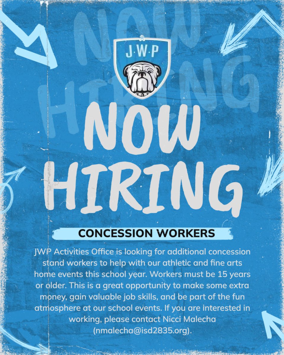 We are in need of additional concession stand workers for our home events!

📌 Workers must be 15 years or older
💵 Great opportunity to earn extra money
🎓 Perfect for students looking to gain job skills and experience

Interested, email Nicci Malecha, nmalecha@isd2835.org.