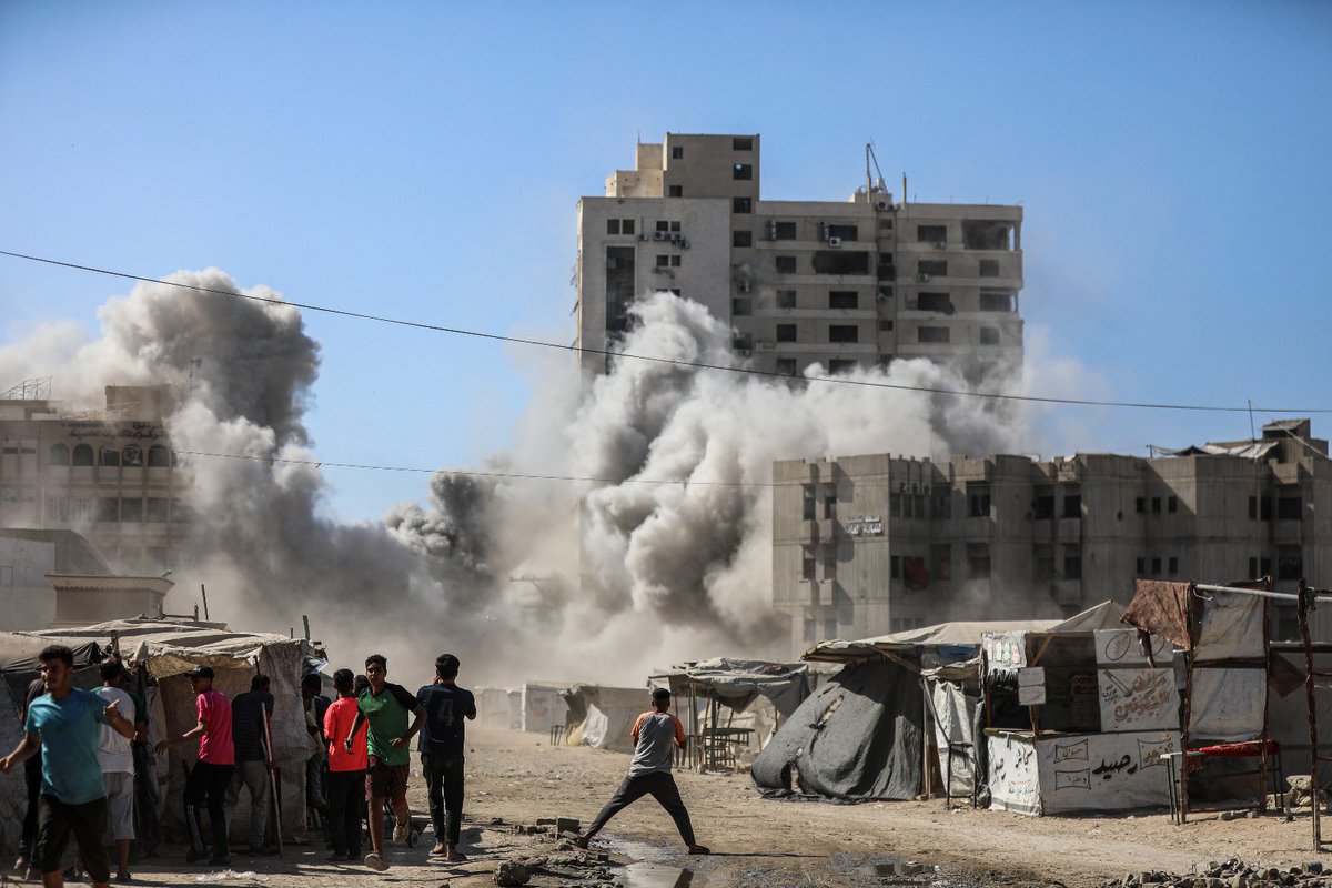 AbujomaaGaza's tweet photo. Keep your eyes on Gaza

In just 72 hours:
Israeli occupation military bombed and destroyed FIVE high-rise buildings that included 209 apartments.

Each apartment sheltered at least 30 people —owners and displaced relatives.

More than 350 tents were destroyed, each hosting around 10 displaced persons —about 3,500 people lost their last refuge.