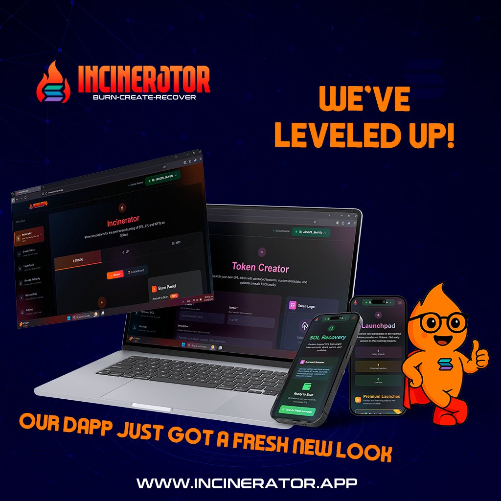 Criptodev's tweet image. Complete renovation of my Dapp @incinerator_sol  

#burntowin #Dappinsolana #solana 
#SolanaDeFi #incinerator