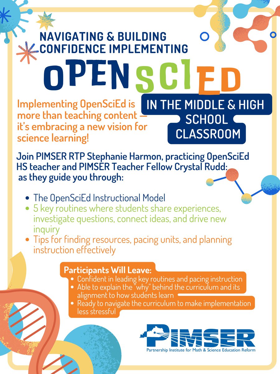 ⏰ There’s still time!
Join us for Navigating &amp; Building Confidence Implementing OpenSciEd in the Classroom — a 2-day series at Sullivan University, Lexington, KY.
📅September 22 &amp; 23
Register here: 👇
rsvpbook.com/NavigatingandB…
#OpenSciEd #KYTeachers