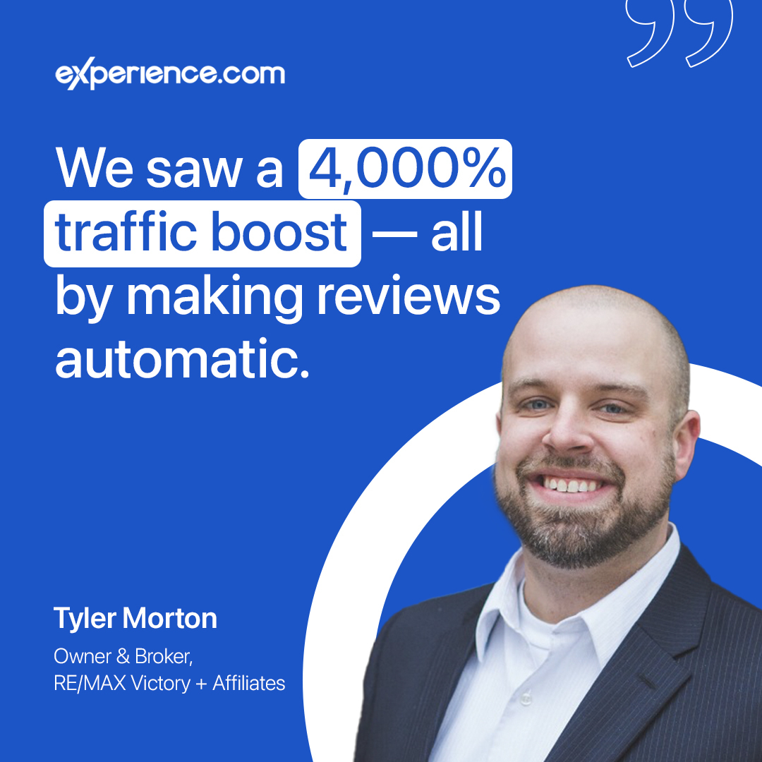 experience__com's tweet image. From 5 → 12,000 Google reviews. ⭐️
RE/MAX Victory + Affiliates boosted traffic by 4,000% with Experience.com’s automated workflows. See how they dominate local search: try.experience.com/resources/how-…
#RealEstateMarketing #OnlineReviews #GoogleSEO