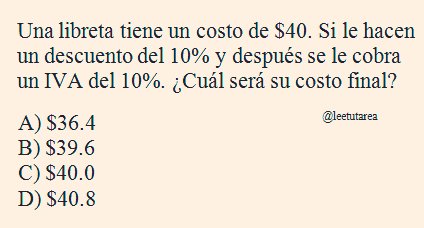 leetutarea's tweet image. ¿Cuál es el resultado del siguiente ejercicio? #Maths