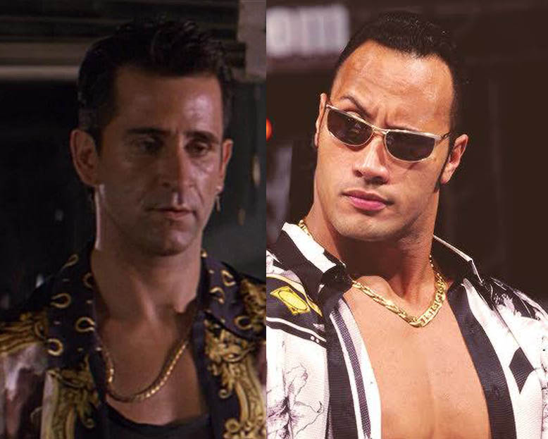 Jimmy Van | Founder of Fightful.com @StorySalesman (@jimmyvan74) on Twitter photo I recently watched The Client, a film from 1994. When the character Barry "The Blade" Muldano (played by Anthony LaPaglia) appeared on the screen, I immediately looked at his attire and questioned if he inspired The Rock. So I wanna know <a href="/TheRock/">Dwayne Johnson</a>! I recently watched The Client, a film from 1994. When the character Barry "The Blade" Muldano (played by Anthony LaPaglia) appeared on the screen, I immediately looked at his attire and questioned if he inspired The Rock. So I wanna know <a href="/TheRock/">Dwayne Johnson</a>!
