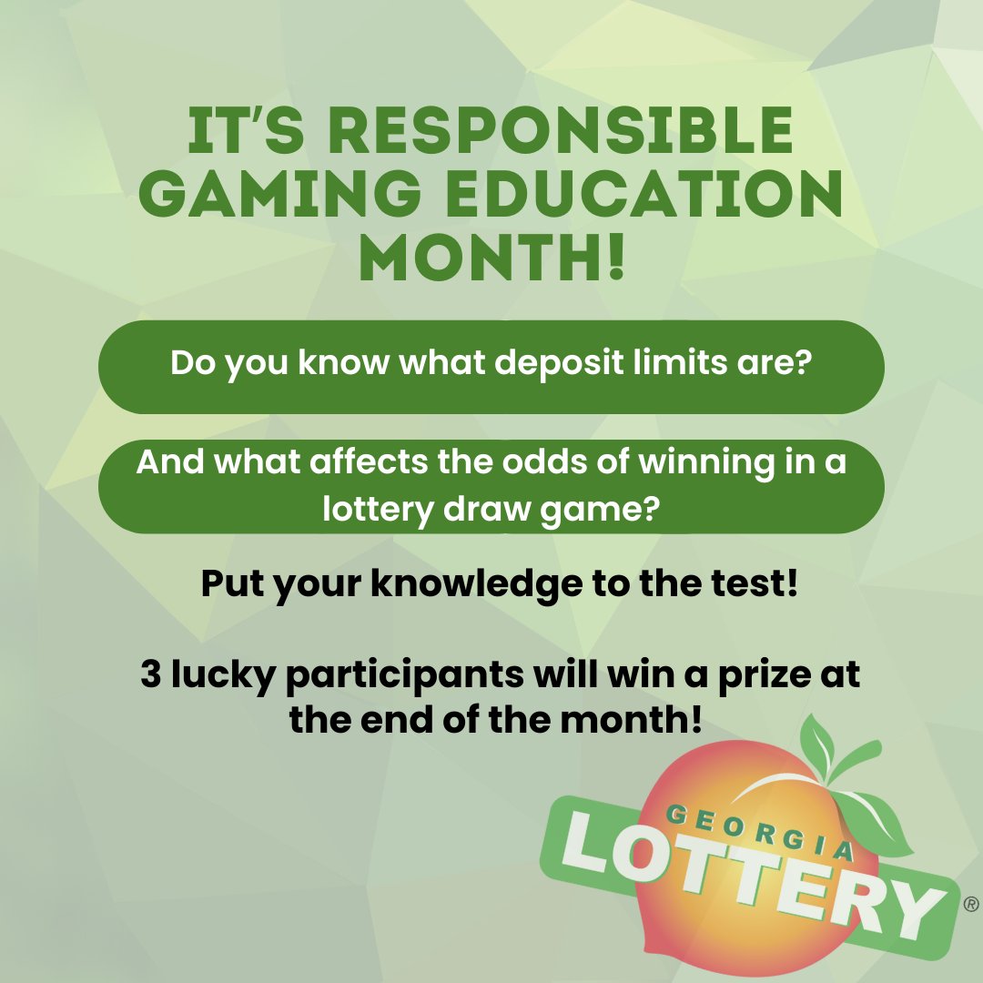 September is Responsible Gaming Education Month! We’re kicking things off with a quiz to test your knowledge about lottery play and responsible gaming. Three lucky participants will win GA Lottery swag at the end of the month! 🎁👉 Take the quiz here: ow.ly/eUMU50WSQee