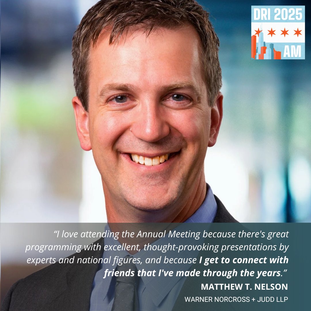Expand your professional circle at the 2025 DRI Annual Meeting in Chicago this October, where hundreds of lawyers come together for dynamic networking events designed to spark referrals and new business. 

Register today to save up to $500! 

dri.org/annual-meeting… 

#DRI2025AM