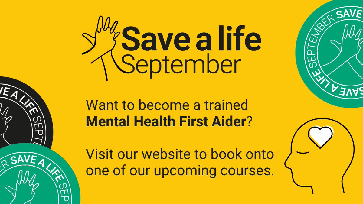SJACymru's tweet photo. As #SaveALifeSeptember continues, we'd like to highlight the importance of good mental health &amp; provide 4 simple steps to follow should you need to help someone who is struggling.

Click here to learn more via our Mental Health First Aid courses: https://t.co/0mQN45cK1k https://t.co/fCPUDGFarf